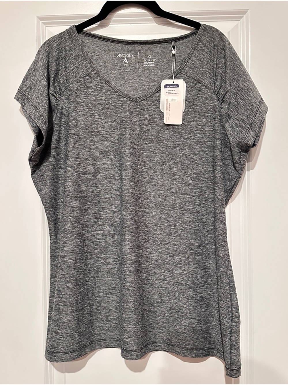 Antigua Women’s Heather Gray V-Neck Short Sleeve Top